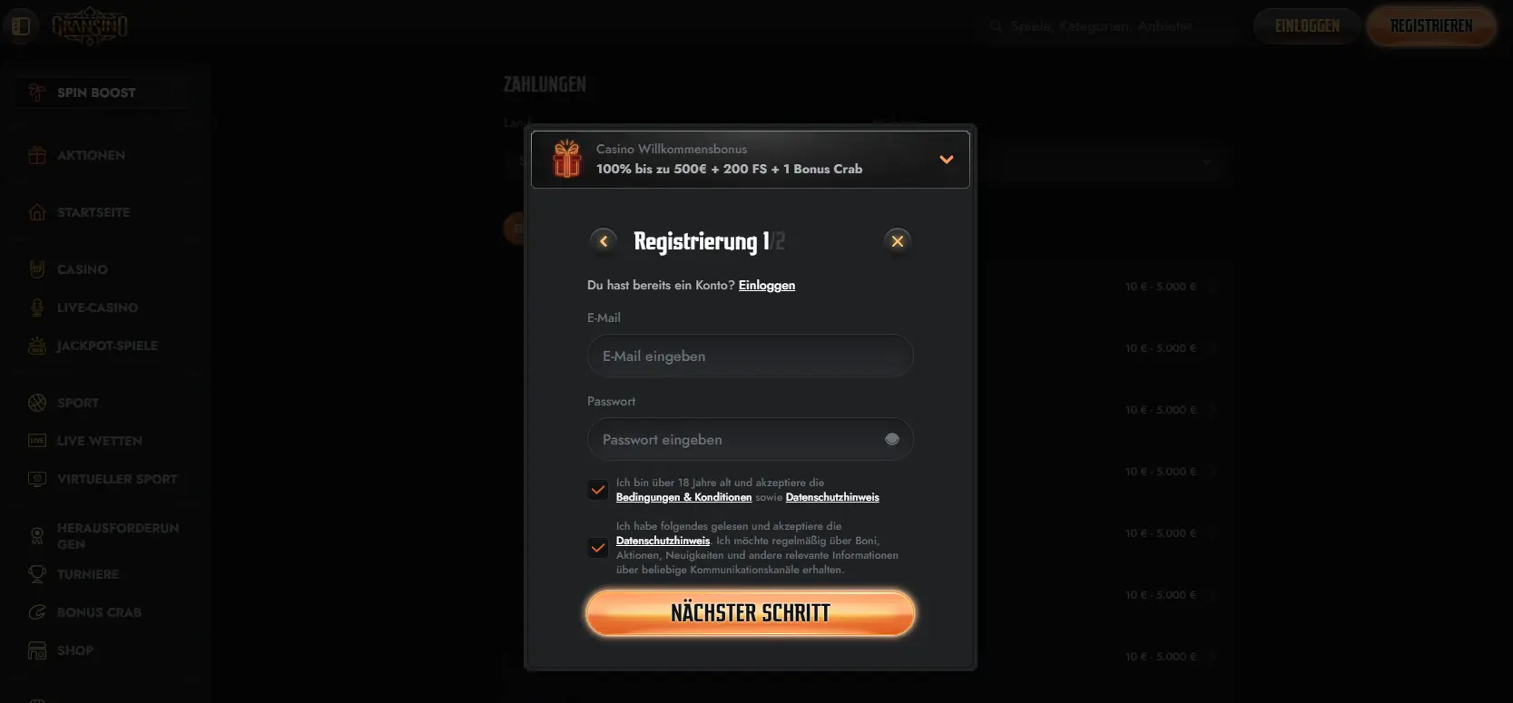 Anmeldung im Casino ohne deutsche Lizenz